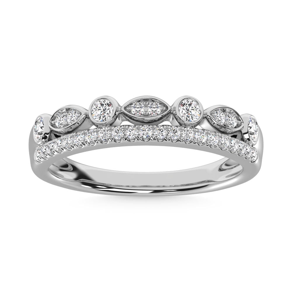 14K White Gold Diamond 1/3 Ct.Tw. Stackable Ring: 14K White Gold Diamond 1/3 Ct.Tw. Stackable Ring 14k White Gold Stone Color: G-h Stone Clarity: Si2 Each ring is presented in standard size 6.5. Complimentary resizing is available between sizes 510 (