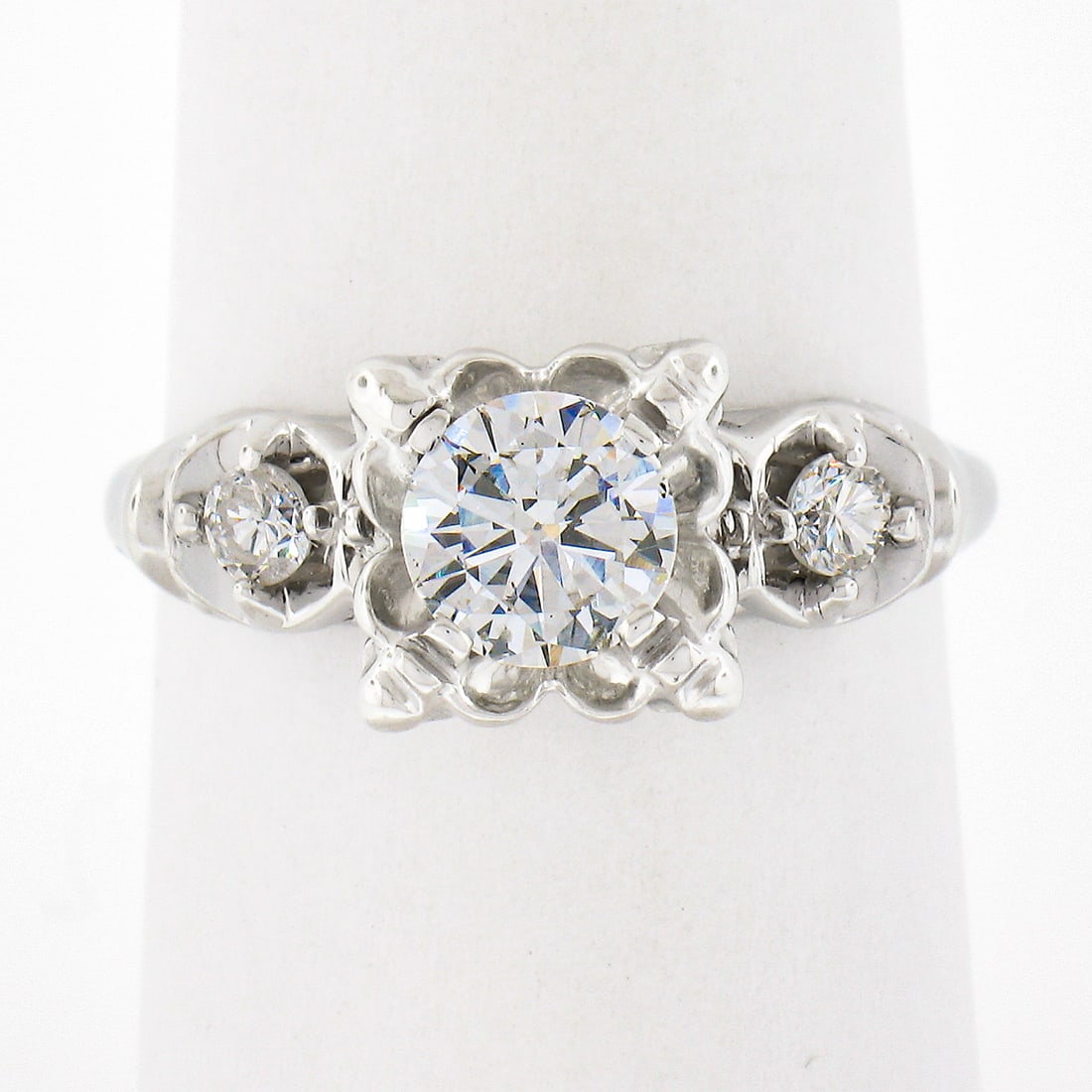 Vintage Everbrite 14k White Gold 0.84ctw Diamond Engagement Ring