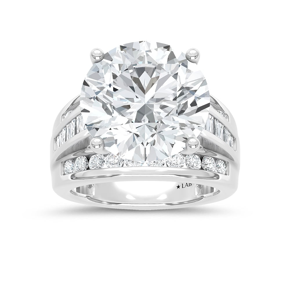 14K White Gold Lab Grown Diamond 5 ct.Tw. Round Shape Engagement Ring (IGI Certified 4ct) (1 of 4)