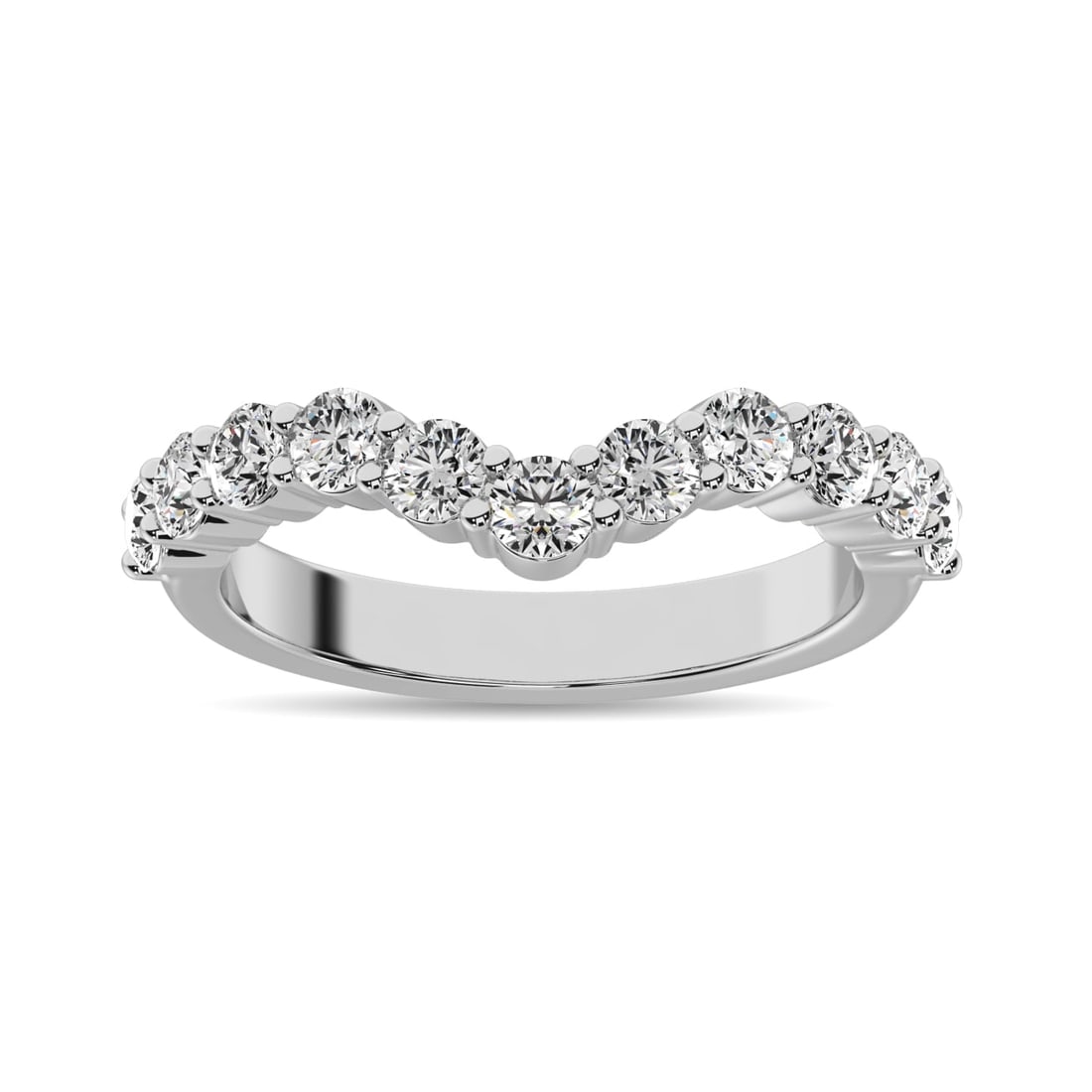 Diamond 3/4 Ct.Tw. Diamond Chevron Band in 14K White Gold: Diamond 3/4 Ct.Tw. Diamond Chevron Band in 14K White Gold 14k White Gold Stone Color: G-h Stone Clarity: I1 Each ring is presented in standard size 6.5. Complimentary resizing is available between siz