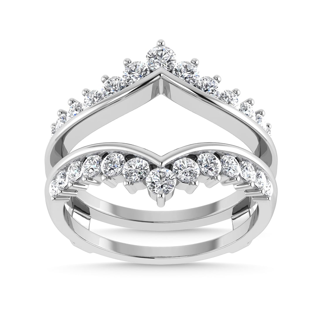 Diamond 1/2 Ct.Tw. Guard Ring in 14K White Gold: Diamond 1/2 Ct.Tw. Guard Ring in 14K White Gold 14k White Gold Stone Color: G-h Stone Clarity: I1 Each ring is presented in standard size 6.5. Complimentary resizing is available between sizes 510 (in