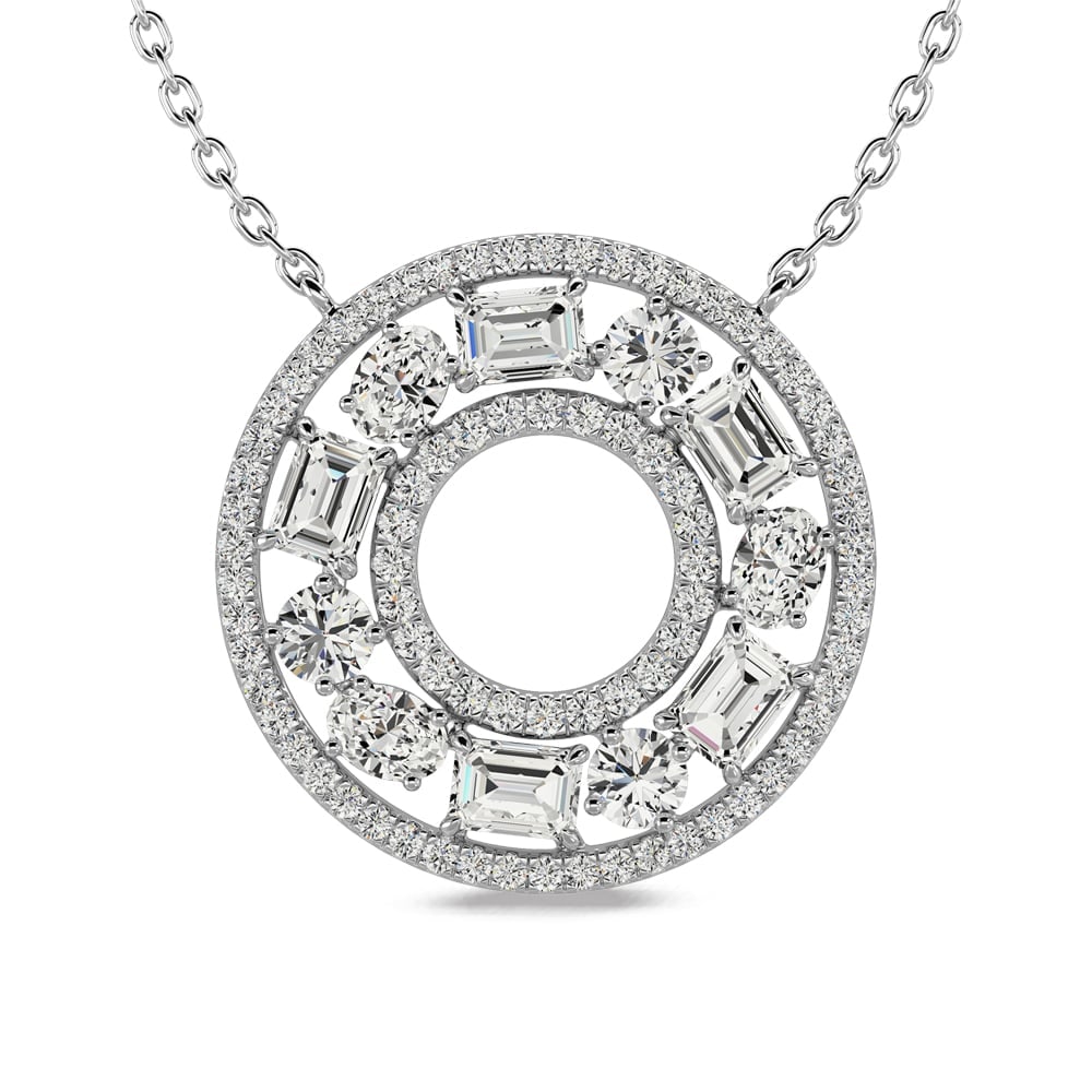 14K White Gold Diamond 1 1/2 Ct.Tw Fashion Necklace: 14K White Gold Diamond 1 1/2 Ct.Tw Fashion Necklace 14k White Gold Stone Color: G-h Stone Clarity: Si Unless otherwise specified, pendants that include a chain are paired with our standard 18-inch len