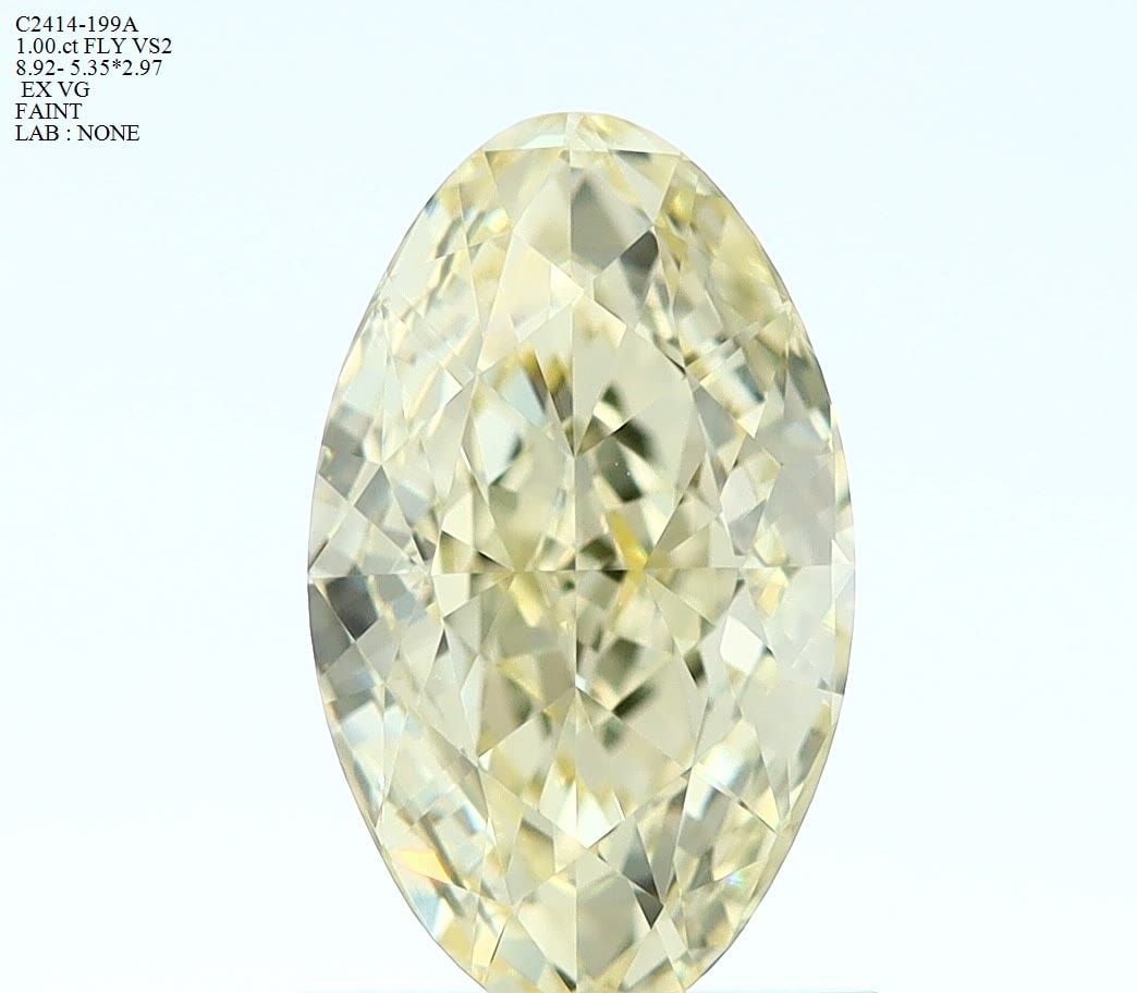 Loose Diamond - OVAL 1.0ct Fancy Light Yellow VS2: Loose Diamond - OVAL 1.0ct Fancy Light Yellow VS2 Source: Natural Shape: OVAL Carats: 1.0 Color: Fancy Light Yellow Certification: NONE Video:
