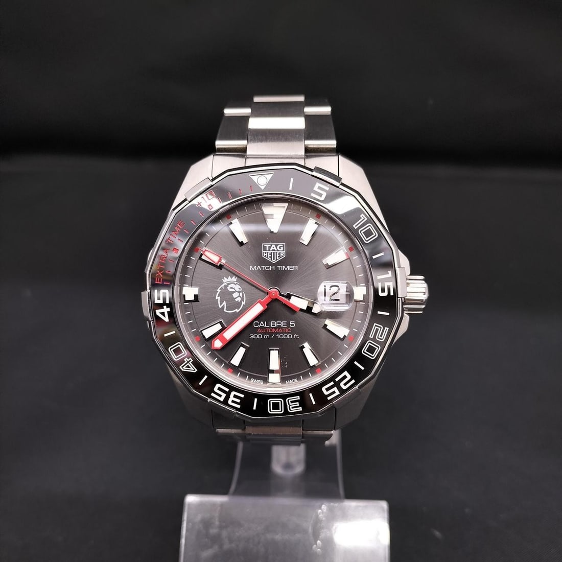 TAG Heuer WAY201D BA0927 Aquaracer Caliber 5 Premier League Watch: TAG Heuer WAY201D BA0927 Aquaracer Caliber 5 Premier League Watch TAG Heuer Aquaracer Caliber 5 Premier League Special Edition wristwatch. This pre-owned men's watch is identified as a Swiss-made TAG 
