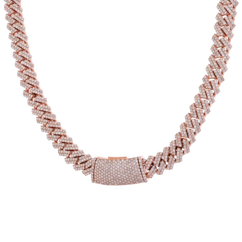 10k Rose Gold Diamond Curb Necklace 31 Carats 22.5 Inch Mens: 10k Rose Gold Diamond Curb Necklace 31 Carats 22.5 Inch Mens This men's fancy curb link necklace is crafted from 10k rose gold and features a substantial 11mm width. The necklace showcases polished cu