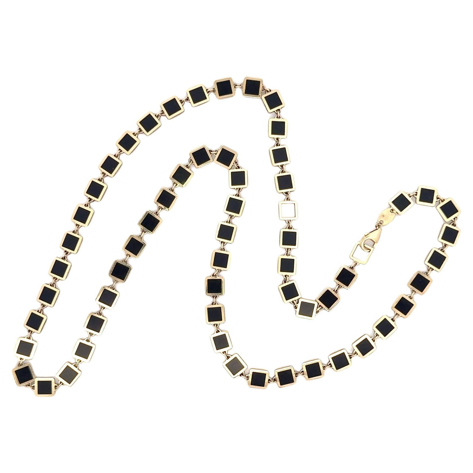 Harbor Diamonds Italian 14k Gold Adjustable Onyx Necklace 2021: Harbor Diamonds Italian 14k Gold Adjustable Onyx Necklace 2021 This exquisite necklace is crafted from 14k yellow gold and features elegant square-cut onyx stones accented with a stylish gold trim. We