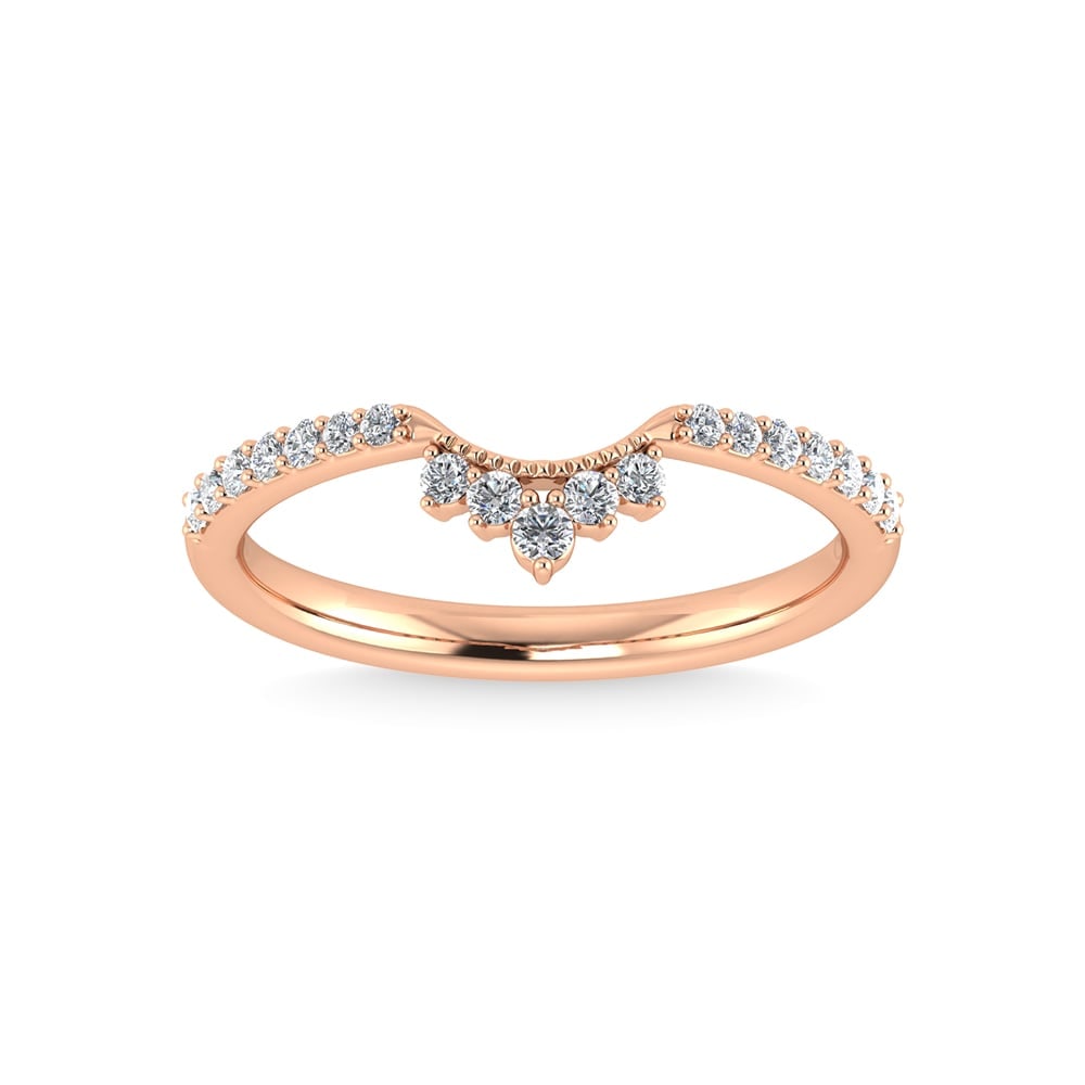 14K Rose Gold Diamond 1/5 Ct.Tw. Chevron Band: 14K Rose Gold Diamond 1/5 Ct.Tw. Chevron Band 14k Rose Gold Stone Color: G-h Stone Clarity: I1 Each ring is presented in standard size 6.5. Complimentary resizing is available between sizes 510 (in 1/