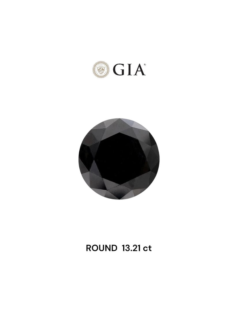 Loose Diamond - ROUND 13.21ct Fancy Black VVS2: Loose Diamond - ROUND 13.21ct Fancy Black VVS2 Source: Natural Shape: ROUND Carats: 13.21 Color: Fancy Black Certification: GIA Video: