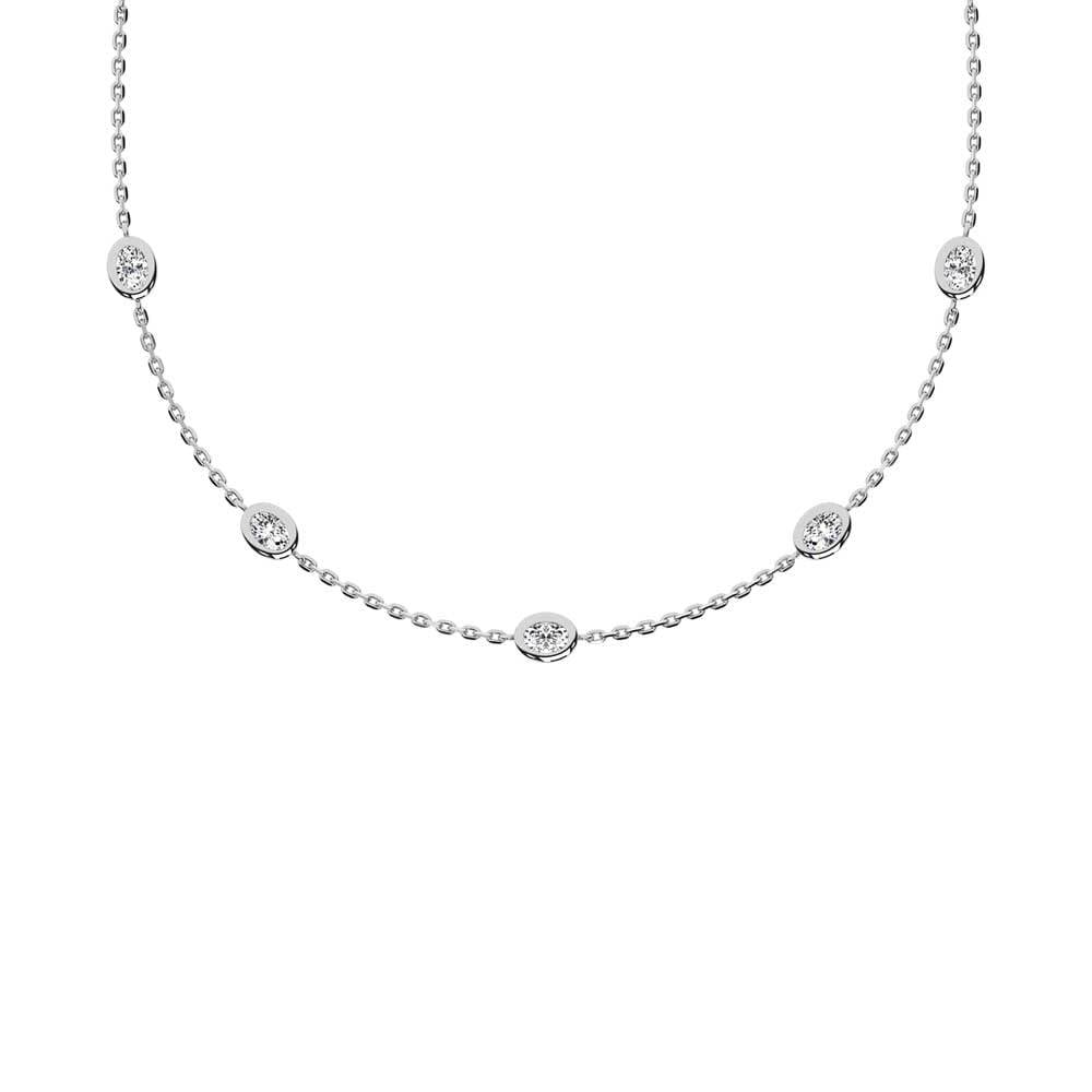 14K White Gold Oval Shape Lab Grown Diamond 5/8 Ct.Tw. 7 Stone Necklace: 14K White Gold Oval Shape Lab Grown Diamond 5/8 Ct.Tw. 7 Stone Necklace 14K White Gold Oval Shape Lab Grown Diamond 5/8 Ct.Tw. 7 Stone Necklace 14k White Gold Stone Color: D-f Stone Clarity: Vs Unless