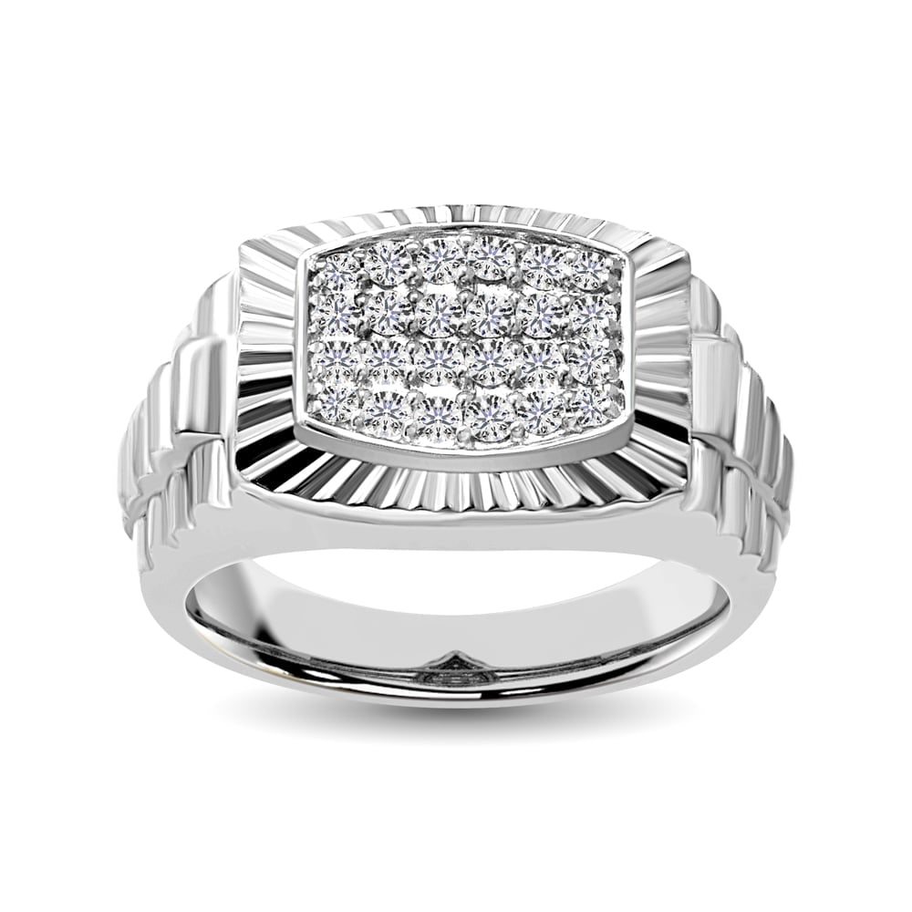 10K White Gold 1/2 Ct.Tw. Diamond Mens Fashion Ring: 10K White Gold 1/2 Ct.Tw. Diamond Mens Fashion Ring 10K White Gold Men?sRing Presents A Prestigious Design As Round Diamonds Totaling 1/2 Ct.Tw.s. Bold And Brilliant, This Ring Is A Great Look For The