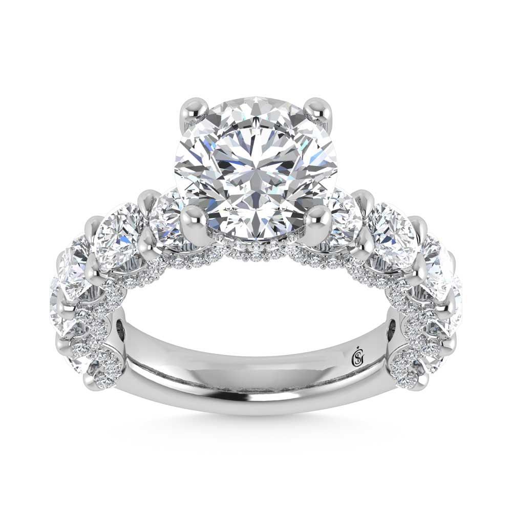 14K White Gold Lab Grown Diamond 6 Ct.Tw. Engagement Ring (IGI Certified Center 3ct)