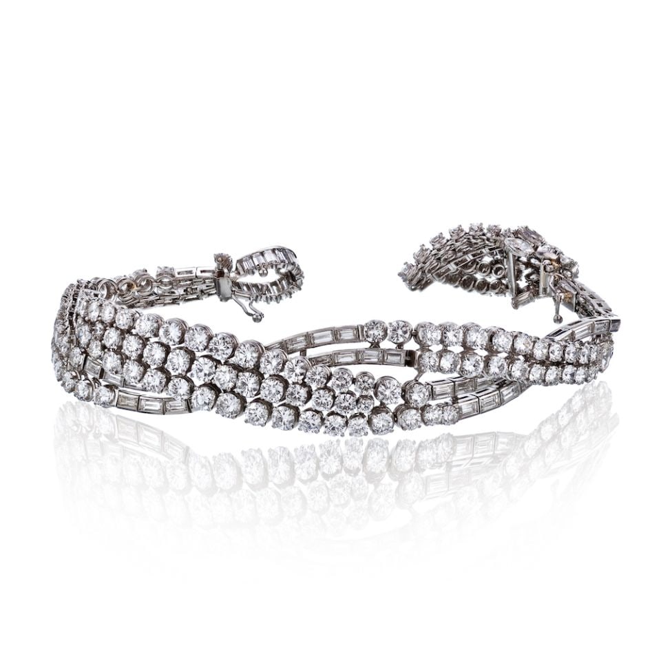 Vintage 1950's Platinum 30 Carat Diamond Tassel Bracelet (1 of 1)