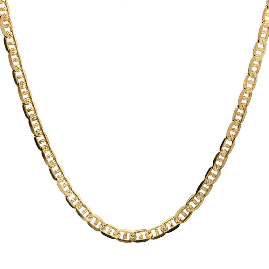 Unbranded 14k Yellow Gold Flat Mariner Link Necklace 16 in Italy: Unbranded 14k Yellow Gold Flat Mariner Link Necklace 16 in Italy Classic Italian flat mariner link chain necklace crafted in solid 14k yellow gold. This unisex necklace features a 3.4mm link design wi