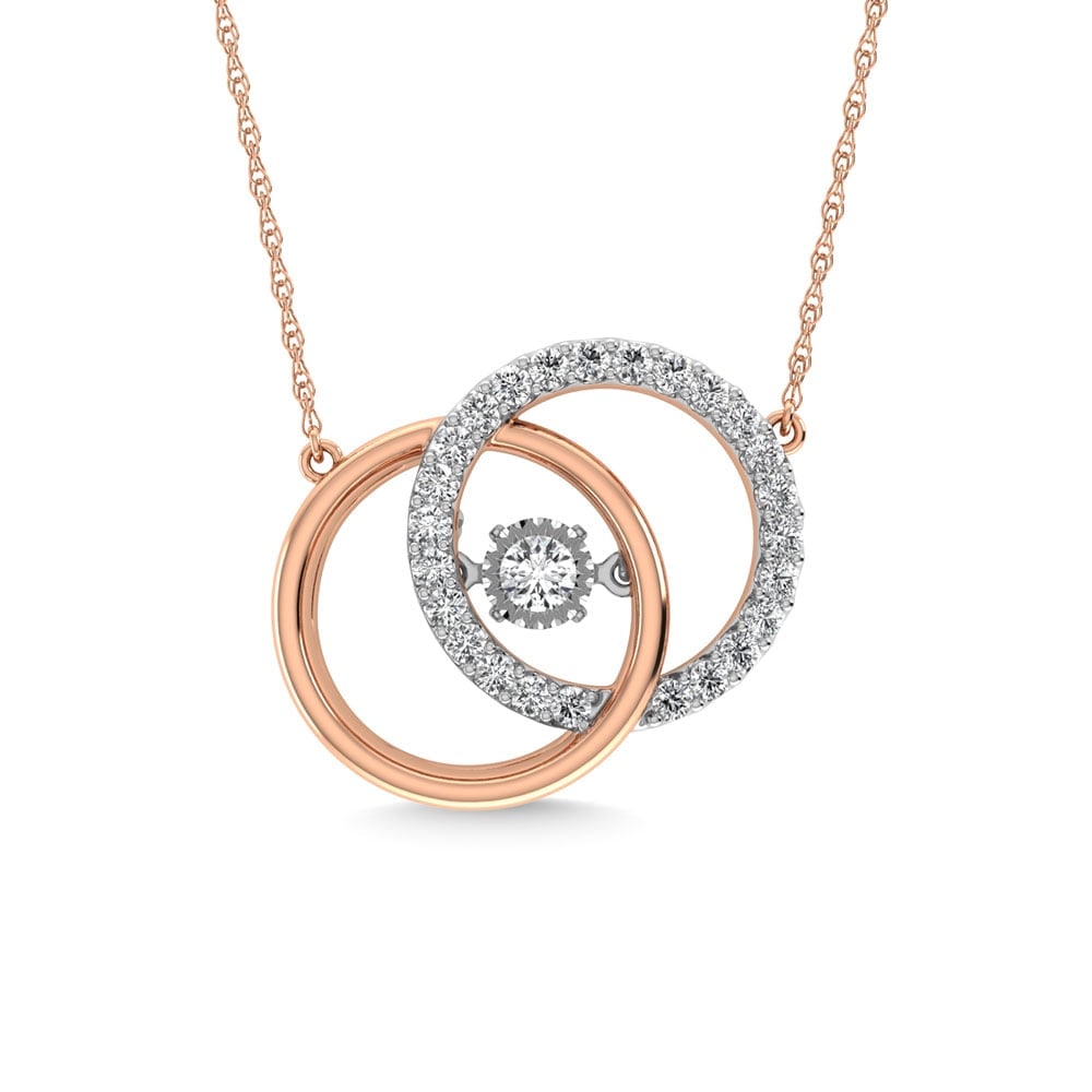 Diamond 1/4 Ct.Tw. Circle Pendant in 10K Rose Gold: Diamond 1/4 Ct.Tw. Circle Pendant in 10K Rose Gold 10k Rose Gold Stone Color: G-h Stone Clarity: I1 Unless otherwise specified, pendants that include a chain are paired with our standard 18-inch lengt