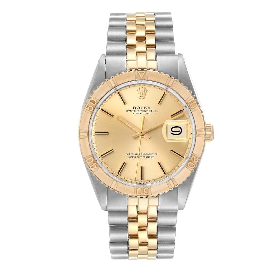 Rolex 1625 Datejust Turnograph mens watch champagne dial Jubilee bracelet: Rolex 1625 Datejust Turnograph mens watch champagne dial Jubilee bracelet Rolex Datejust Turnograph men's watch, reference 1625, with a champagne stick dial that has spots, Turn-O-Graph/Thunderbird be