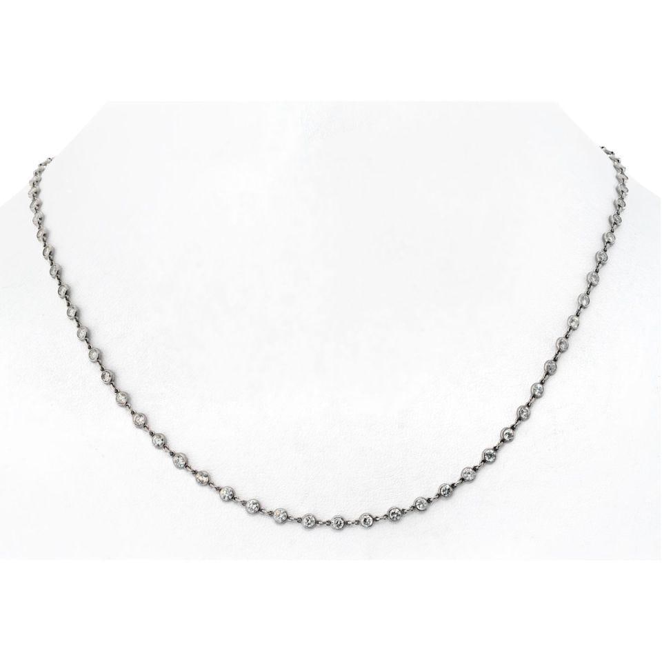 Diamonds By The Yard Platinum Necklace with 5.79 Carat Round Diamonds: Diamonds By The Yard Platinum Necklace with 5.79 Carat Round Diamonds This elegant necklace features 72 round brilliant cut diamonds with a total weight of approximately 5.79 carats, set in platinum. 