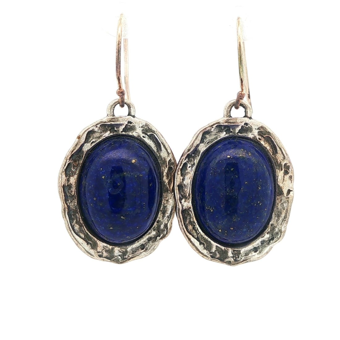 Handmade Sterling Silver Lapis Lazuli Oval Cabochon Drop Earrings (1 of 6)
