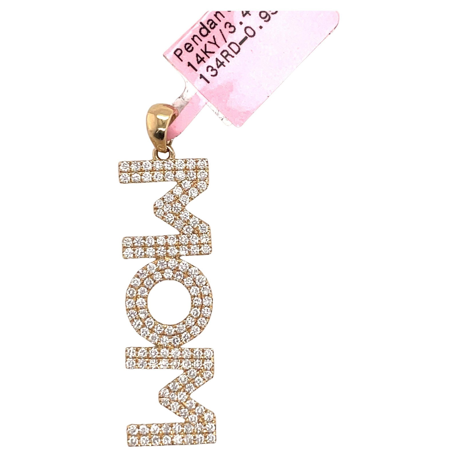 Harbor Diamonds 14K Yellow Gold MOM Pendant 0.95 Carats Diamonds Contemporary