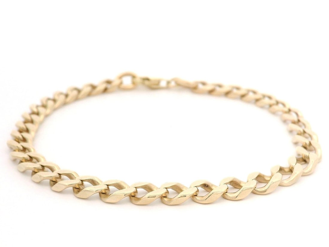 Vintage 10k Yellow Gold 5.2mm Cuban Curb Link Bracelet 7.25in Lobster Claw (1 of 6)
