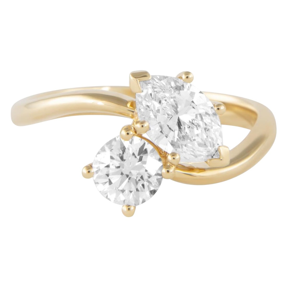 1.17ct GIA Diamond Toi Et Moi Ring 18k Yellow Gold