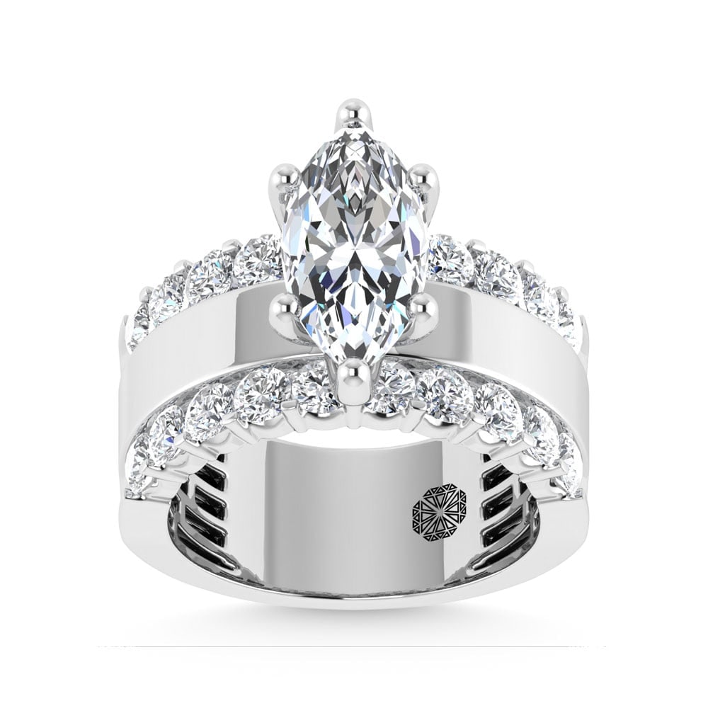 14K White Gold 3 1/2 Ct.Tw. Lab Grown Diamond Marquise Shape Engagement Ring (IGI Certified Center