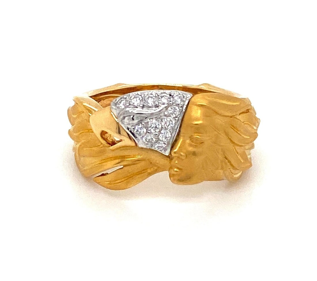 Carrera y Carrera Woman Bird Ring 18k Two Tone Gold Diamond Size 6.5