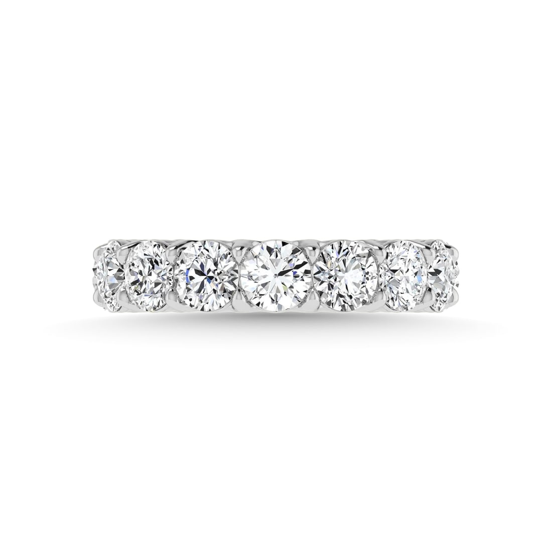 14K White Gold Lab Grown Diamond 6 7/8 Ct.Tw. Round Shape Full Eternity wedding Band (size 6.5)