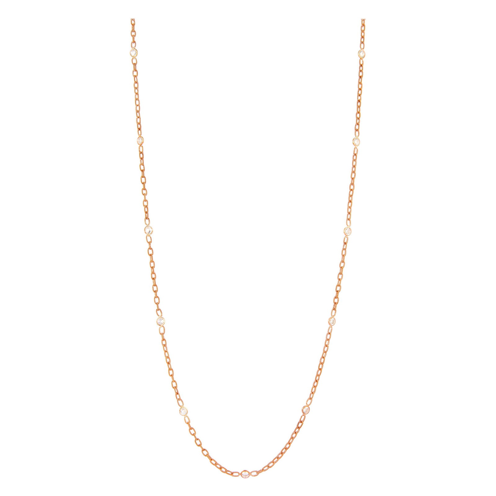 2.60ct Diamond Necklace 18k Rose Gold 24in: 2.60ct Diamond Necklace 18k Rose Gold 24in This exquisite Diamonds by the Yard necklace features 2.60 carats of stunning round brilliant diamonds, beautifully set in luxurious 18k rose gold. The moder