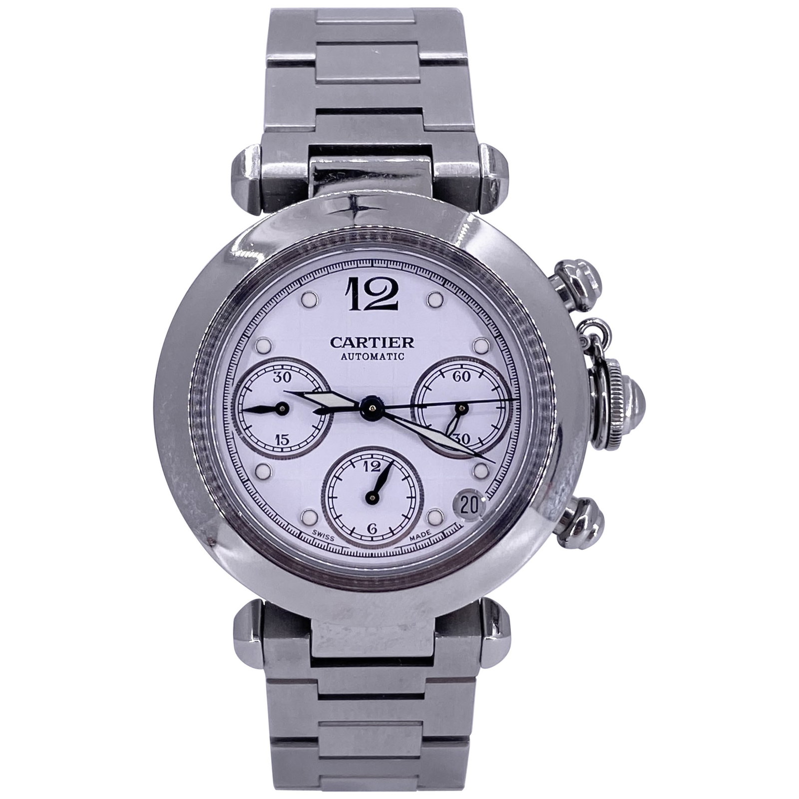 Cartier Pasha C Chronograph 36mm Stainless Steel Watch Ref 2412