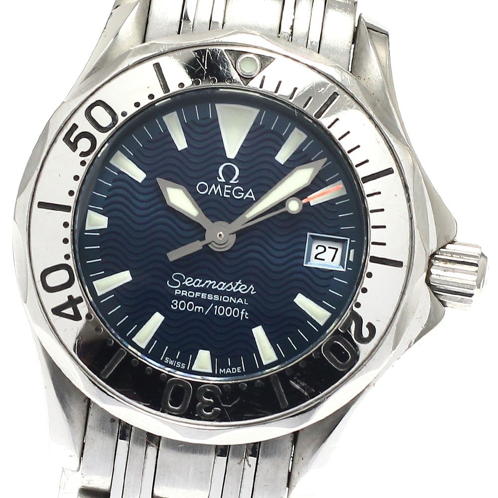 Omega Seamaster 300 Quartz Ladies Date Watch 2584.80: Omega Seamaster 300 Quartz Ladies Date Watch 2584.80 This is an OMEGA Seamaster 300 Jacques Mayol Date Quartz wristwatch designed for women. Manufactured in Switzerland, this pre-owned timepiece combi
