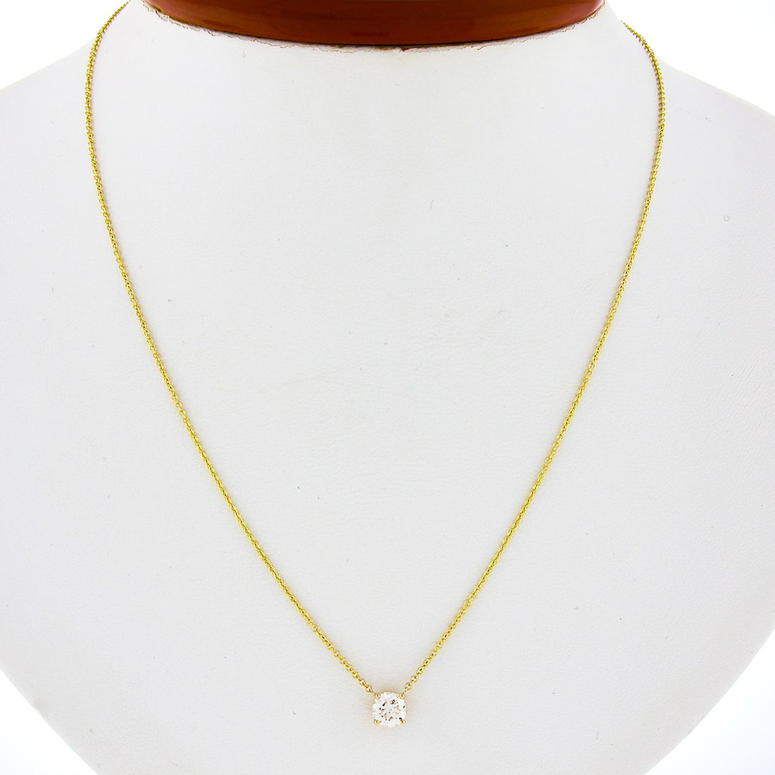 Classic 14k Yellow Gold 0.52ct Round Diamond Solitaire Pendant & Adjustable Chain