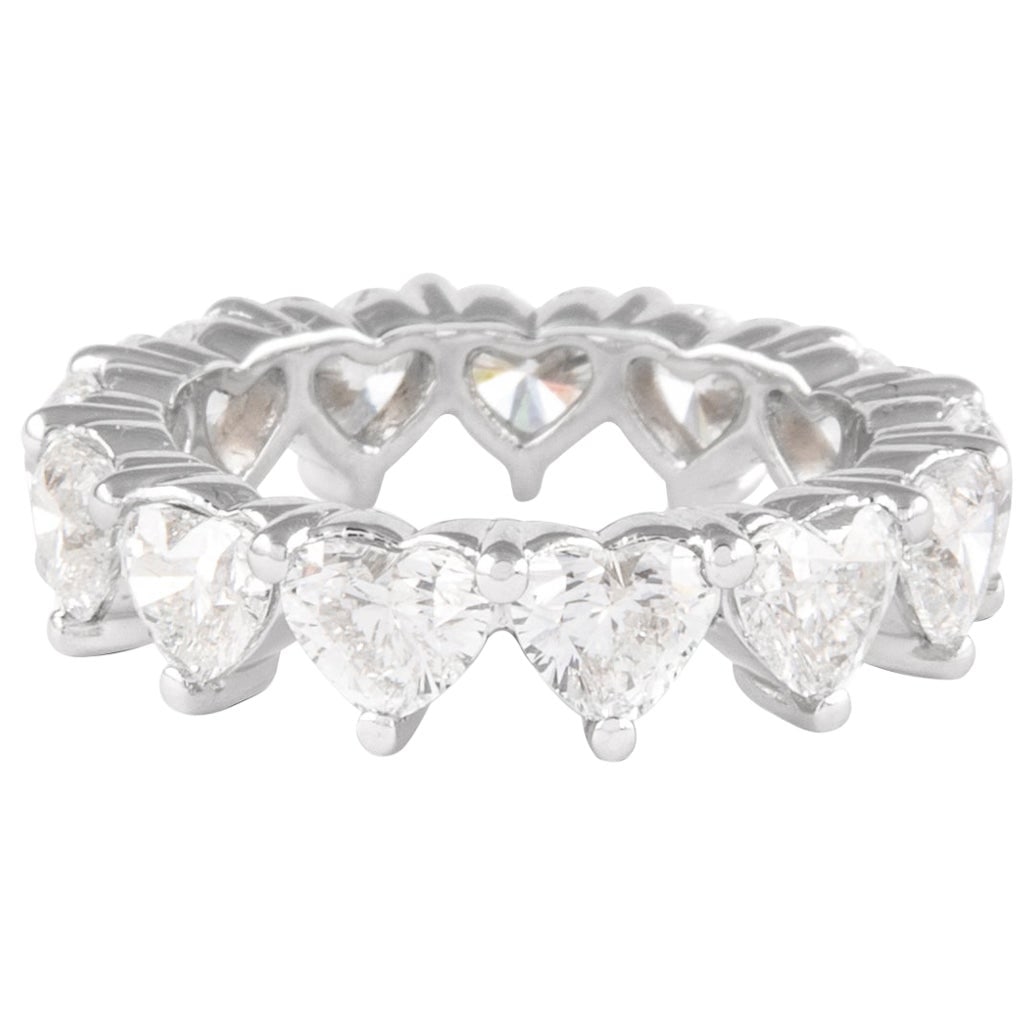 4.16ct Heart Diamond Eternity Band Platinum: 4.16ct Heart Diamond Eternity Band Platinum This exquisite eternity band showcases 13 stunning heart-cut diamonds totaling 4.16 carats. Each diamond is graded D-F for color and VVS2/VS1 for clarity, e