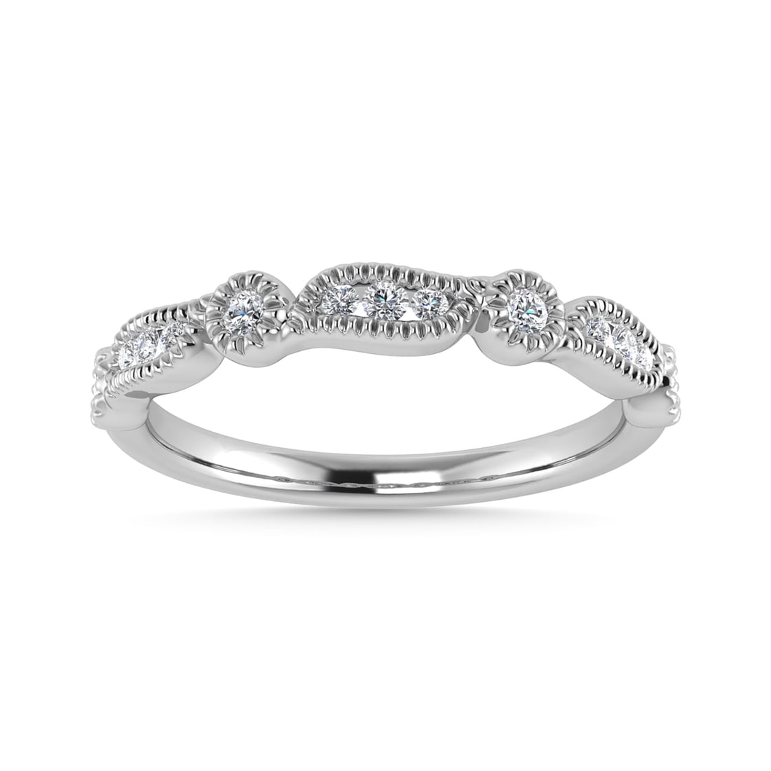 Diamond 1/6 Ct.Tw. Stackable Band in 14K White Gold: Diamond 1/6 Ct.Tw. Stackable Band in 14K White Gold 14k White Gold Stone Color: G-h Stone Clarity: I1 Each ring is presented in standard size 6.5. Complimentary resizing is available between sizes 510