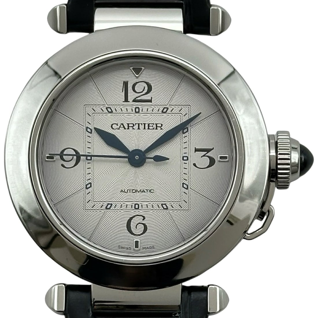 Cartier Pasha Automatic Silver Steel 35mm Men's Watch: Cartier Pasha Automatic Silver Steel 35mm Men's Watch This Cartier Pasha 35mm WSPA0012 is a sophisticated men's wristwatch featuring an automatic movement and a silver-tone stainless steel case. Craft