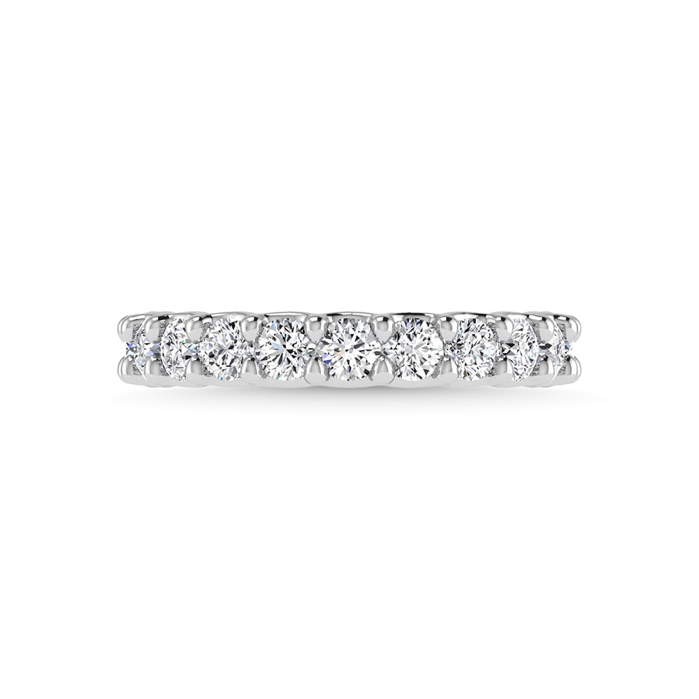 14K White Gold Lab Grown Diamond 1 1/10 Ct.Tw. Round Shape Half Way Wedding Band (size 6.5): 14K White Gold Lab Grown Diamond 1 1/10 Ct.Tw. Round Shape Half Way Wedding Band (size 6.5) Indulge in elegance with this 14K White Gold Halfway Wedding Band, featuring 1 1/10 Ct.Tw. of radiant round 