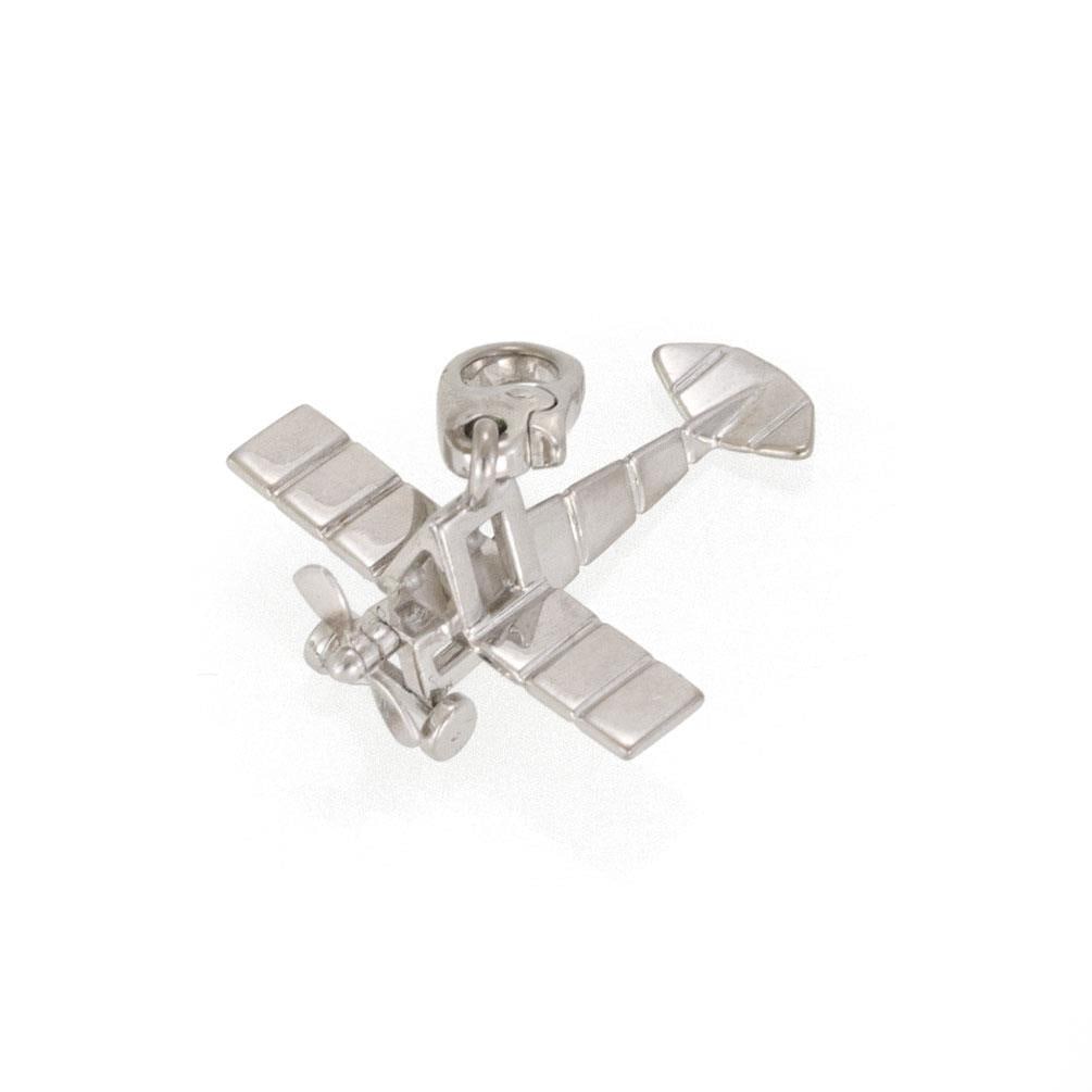 Cartier 18k White Gold Airplane Charm Authentic Pendant: Cartier 18k White Gold Airplane Charm Authentic Pendant Discover this exquisite vintage charm from Cartier, crafted from authentic 18k white gold with a high polished finish. This charming airplane pe