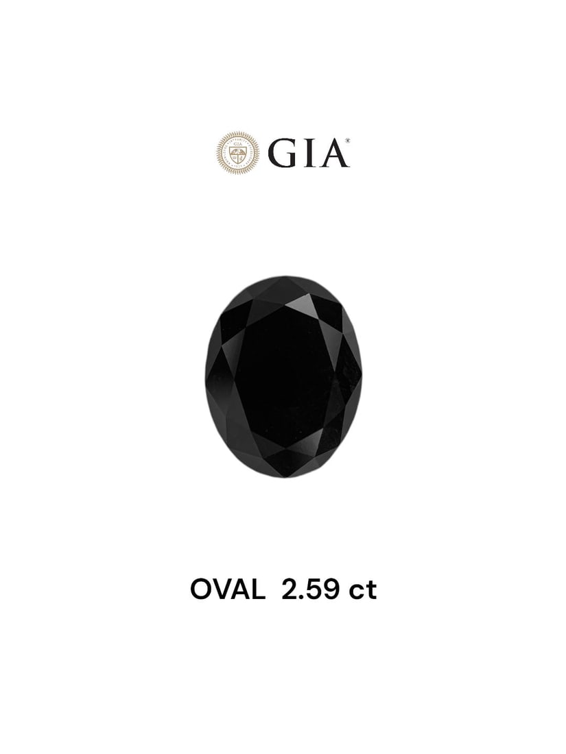 Loose Diamond - OVAL 2.59ct Fancy Black VVS2: Loose Diamond - OVAL 2.59ct Fancy Black VVS2 Source: Natural Shape: OVAL Carats: 2.59 Color: Fancy Black Certification: GIA Video: