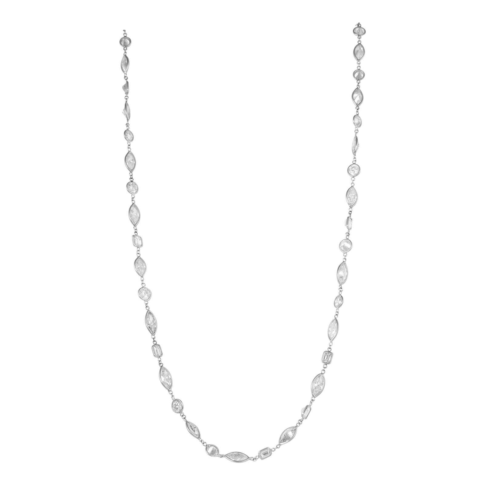 27.10ct Diamonds by the Yard 18k White Gold Necklace: 27.10ct Diamonds by the Yard 18k White Gold Necklace Discover the elegance of this stunning Diamonds by the Yard necklace, featuring a remarkable total diamond weight of 27.10 carats. Crafted in luxur