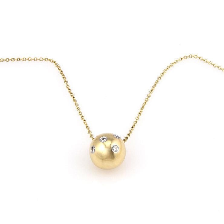 Tiffany & Co. Etoile Diamond Pendant 18k Yellow Gold Platinum Chain: Tiffany & Co. Etoile Diamond Pendant 18k Yellow Gold Platinum Chain Experience the elegance of the Tiffany & Co. Etoile Diamond Ball Pendant & Chain, an exquisite piece from their renowned ETOILE coll