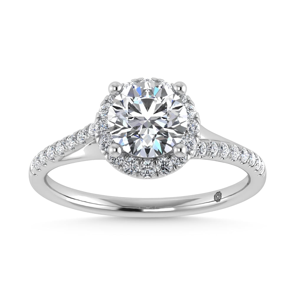10K White Gold Lab Grown Diamond 1 1/4 Ct.Tw. Engagement Ring: 10K White Gold Lab Grown Diamond 1 1/4 Ct.Tw. Engagement Ring This elegant diamond engagement ring crafted in 10k White gold, features a Round -cut center stone of 1 ct that creates a stunning sparkle