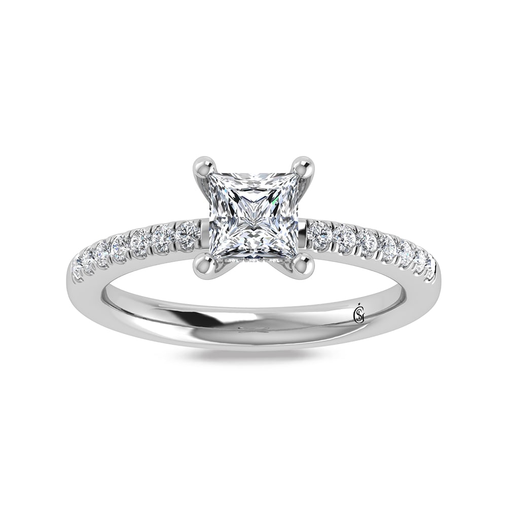 14K White Gold Princess Cut Lab Grown Diamond 1 7/8 ct.tw. Hidden Halo Engagement Ring (IGI