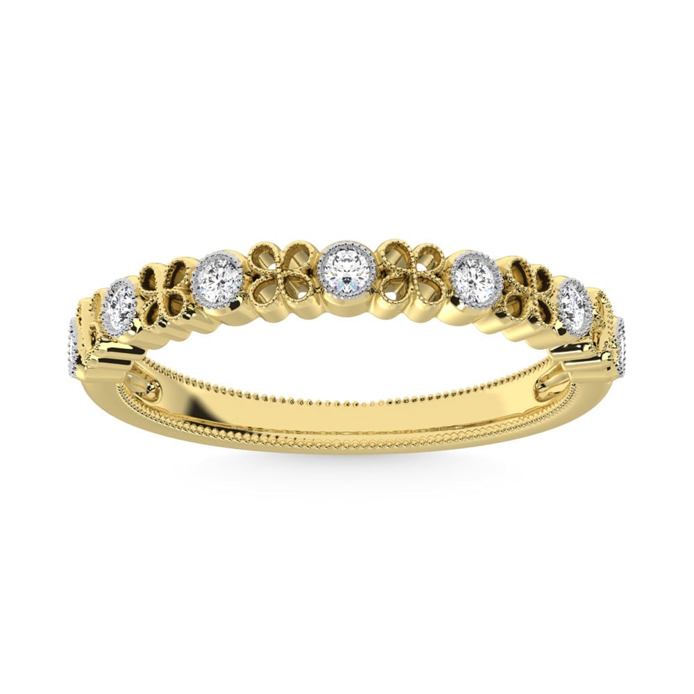 14K Yellow Gold Diamond 1/6 Ct.Tw. Stack Band