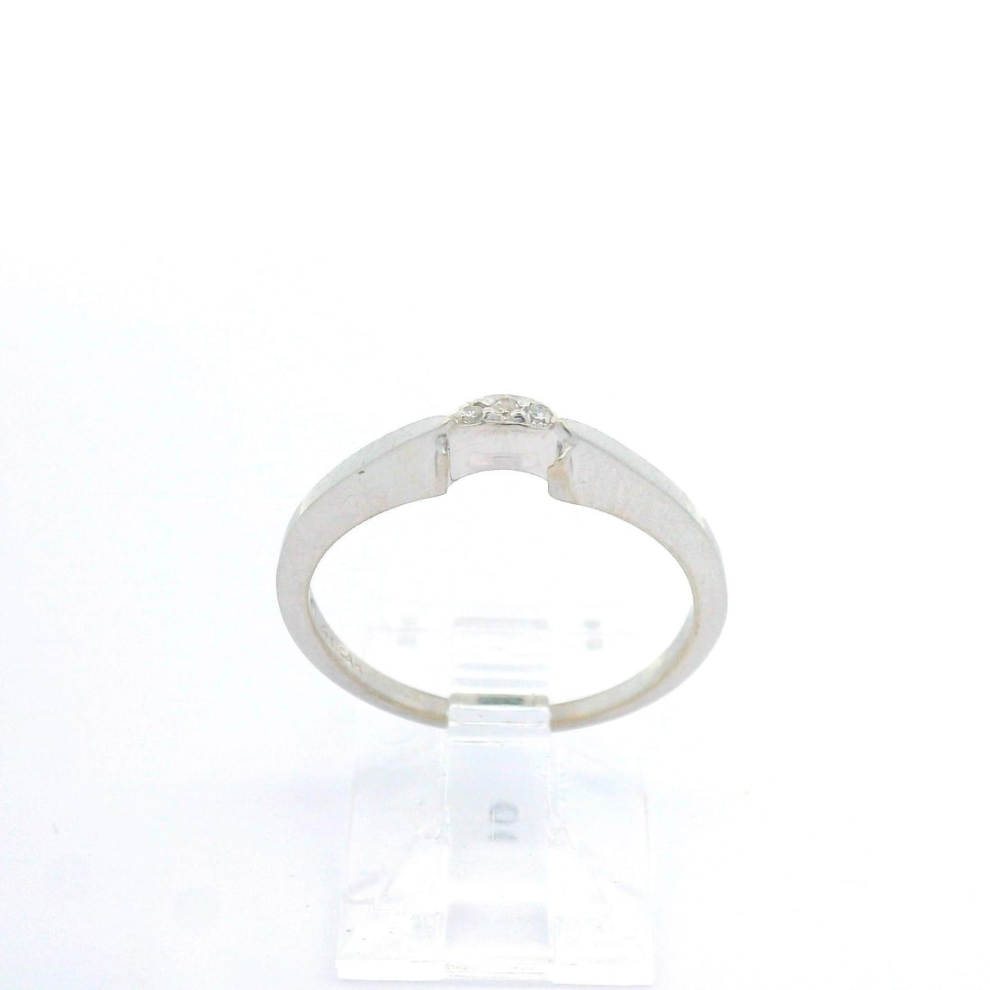14k White Gold Diamond Crescent Stackable Band Ring 0.04ctw