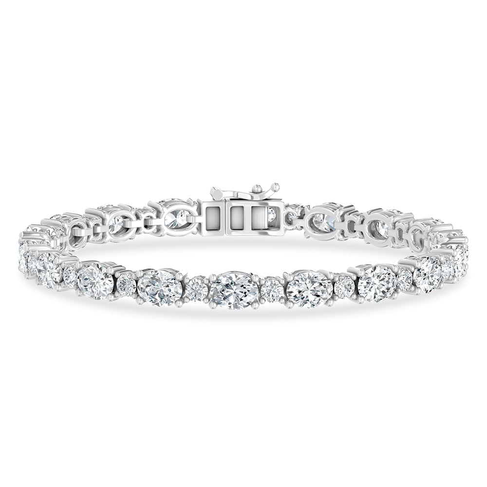 14K White Gold Lab Grown Diamond 11 Ct.Tw. Oavl and Round Fancy Bracelet