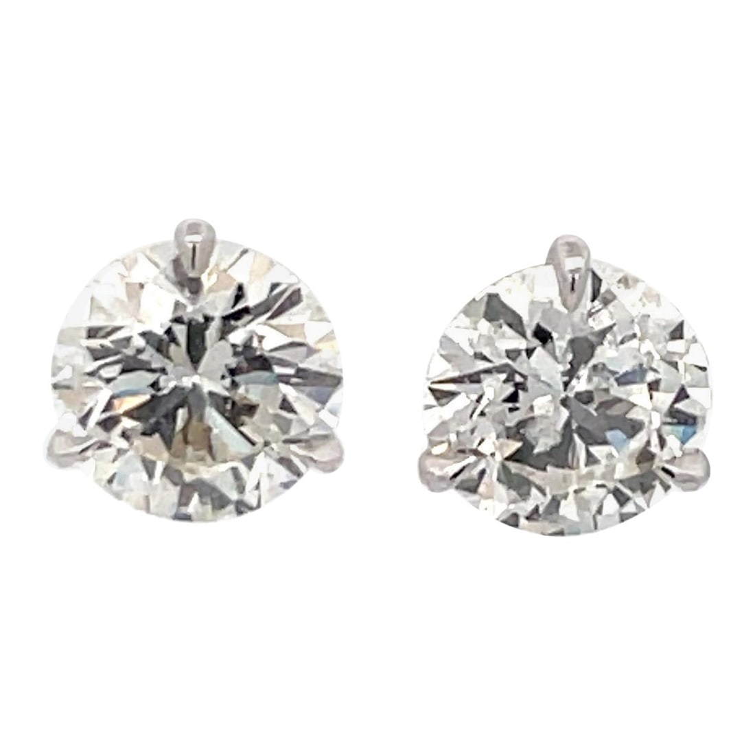 Harbor Diamonds 3.41ct Diamond Stud Earrings 18k White Gold Champagne Setting