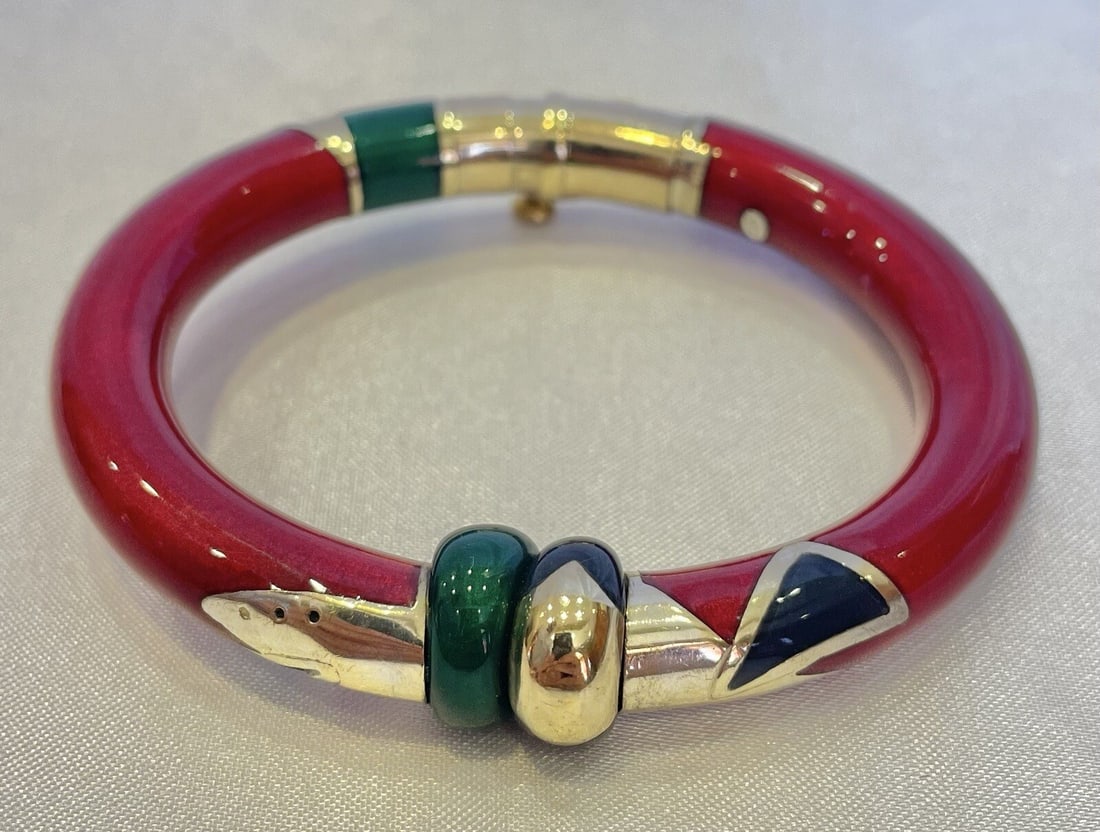 Italian 18K Yellow Gold Enamel Bracelet by La Nouvelle
