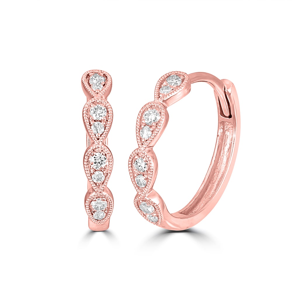 14K Rose Gold 1/10 Ct.Tw. Diamond Stackable Hoop Earrings: 14K Rose Gold 1/10 Ct.Tw. Diamond Stackable Hoop Earrings This Versatile Stackable Hoop Earrings Creates A Powerful Look, Crafted In 14K Rose Gold And Feature 1/10 Ctw Sparkling Diamonds With Milgrain