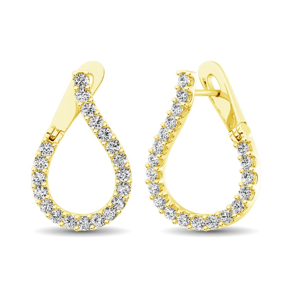 14K Yellow Gold Diamond 4 Ct.Tw. Hoop Earrings: 14K Yellow Gold Diamond 4 Ct.Tw. Hoop Earrings These stunning earrings are available in 14K Yellow Gold. There are 40 round diamonds with a total carat weight of 4.00Ct.Tw. set in a Prong setting. 14k