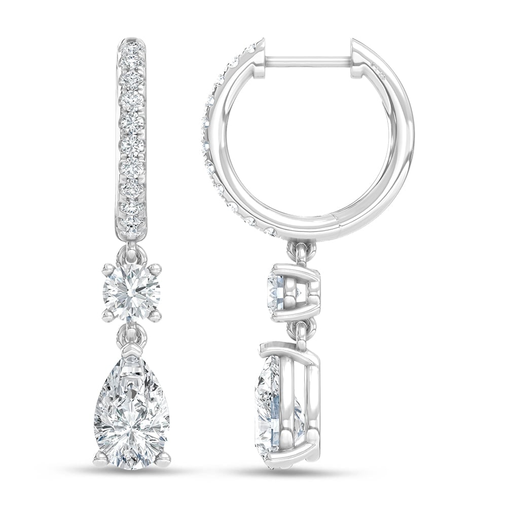 14K White Gold Lab Grown Diamond 2 1/6 Ct.Tw. Hoop Earrings: 14K White Gold Lab Grown Diamond 2 1/6 Ct.Tw. Hoop Earrings Elegant 14K white gold hoops with 2 1/6 Ct.Tw. lab-grown diamonds. 14k White Gold Stone Color: D-f Stone Clarity: Vs This item may take 2-5 