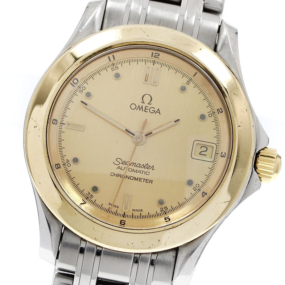 OMEGA Seamaster 120 Chronometer Mens Wristwatch YG Bezel 2401.10: OMEGA Seamaster 120 Chronometer Mens Wristwatch YG Bezel 2401.10 Pre-owned OMEGA Seamaster 120 men's wristwatch with a yellow gold bezel and chronometer designation. Made in Switzerland, this watch is